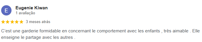 Avis Google d'un parent sur Garderie La Fabrique des Rêves à Pierrefonds